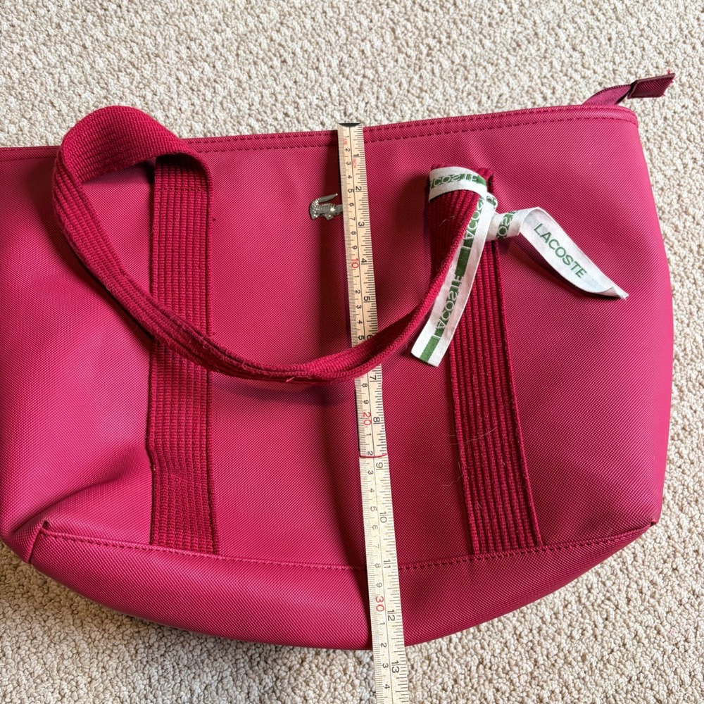 Lacoste L.12.12 Concept Zip Tote Bag Magenta Pink Pique PVC Shoulder Bag - Picture 7 of 8